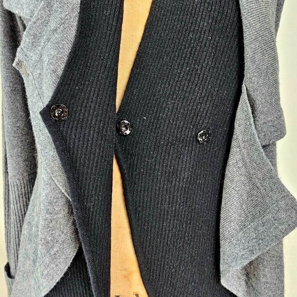 Jamison Cashmere Wool Blend Asymmetrical Moto Cardigan Grey XS - Picture 13 of 14